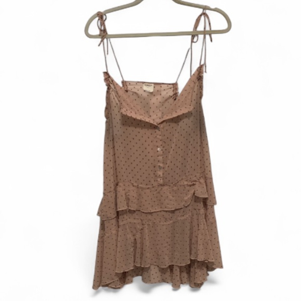 Intimately Free People Light Pink Printed Tiered Button Top Dress